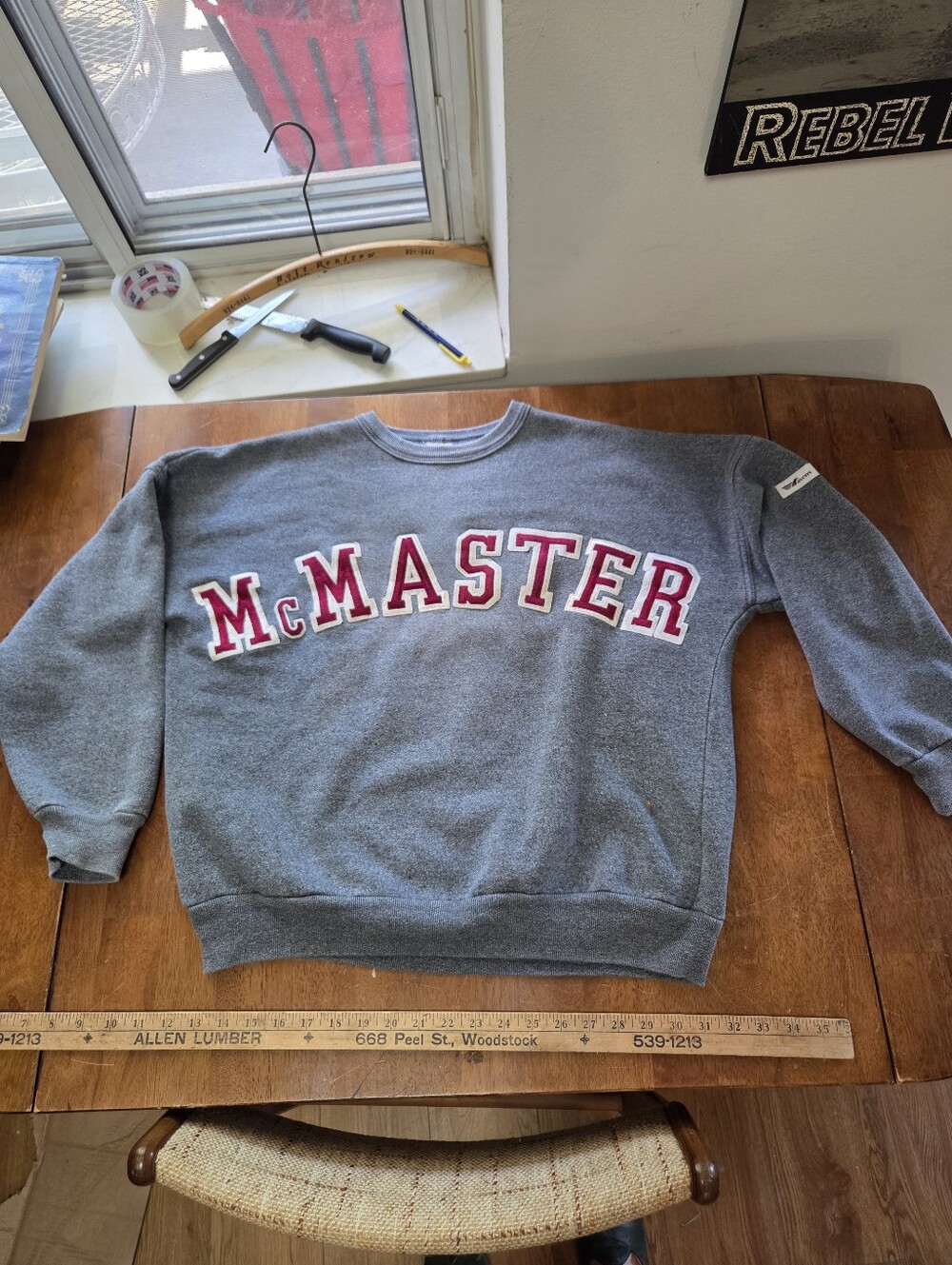 Vintage 90s Ravens Knit McMaster University Crewneck Sweatshirt Grey XL